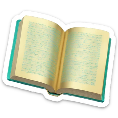 Realistic isolated teal book with metallic gold writing lying down flat. sticker