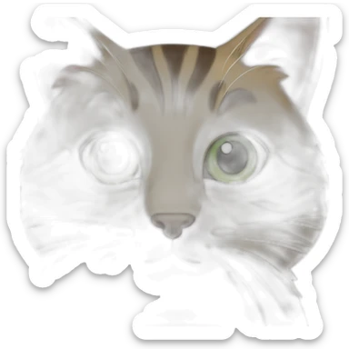 Tabby cat with big green eyes and long whiskers sticker