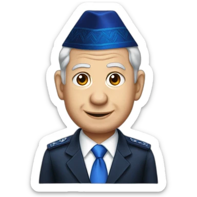 benjamin netanyahu, wearing yarmulke sticker