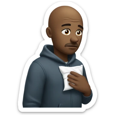 Bald black man sick with cold sticker