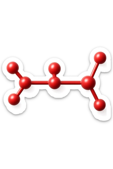molecola chimica lunga rossa 3d sticker