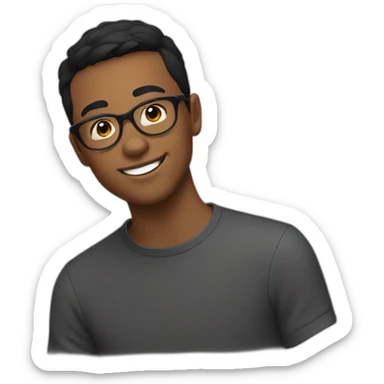 young man with round glasses and black short hair sticker