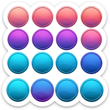 coins  pack in gradient of turquoise, blue, pink, purple, and coral color sticker