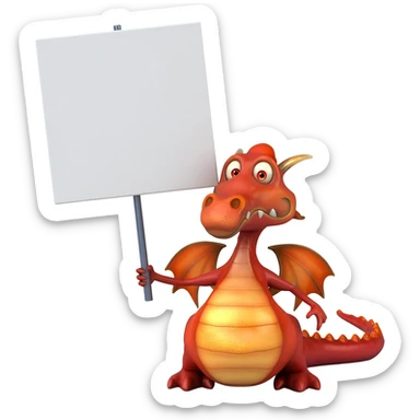 Dragon holding a sign sticker