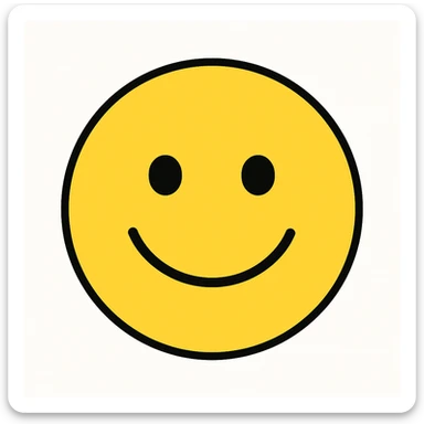 classic yellow emoji face, simple smile sticker