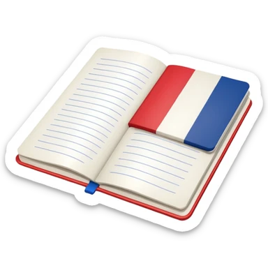 open notebook with French flag on the page sticker