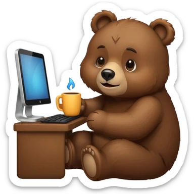 bear emoji playing and chilling pc cozy sticker