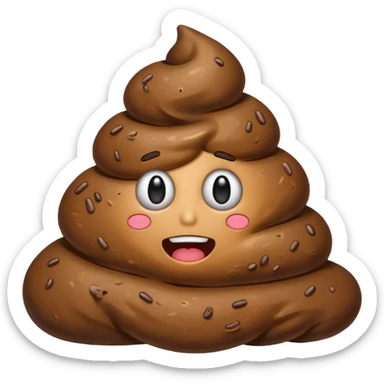 pile of poop with stink lines, emoji style sticker