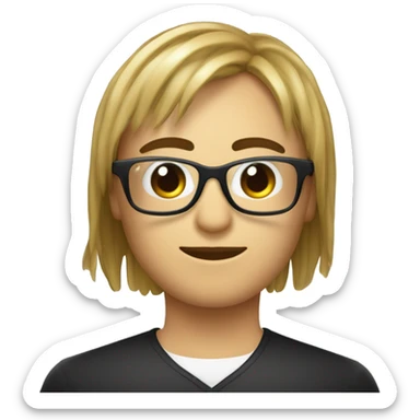 Capelli lunghi,castani con la frangetta occhiali da vista neri  sticker