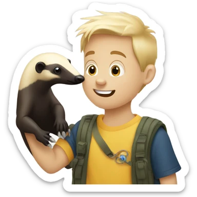 A blonde boy stronger a tamadua anteater sticker