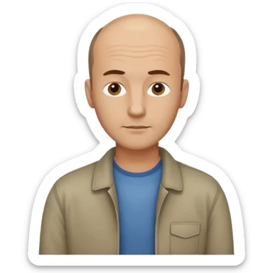 man mid 30's casual clothes balding hairline standing sticker