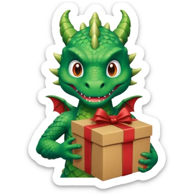 dragon man hold carton box gift sticker