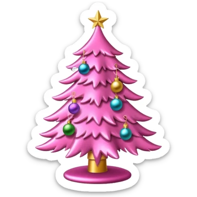 pink christmas tree sticker