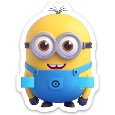 3d sphere with a cute yellow minion face, shy expression sticker