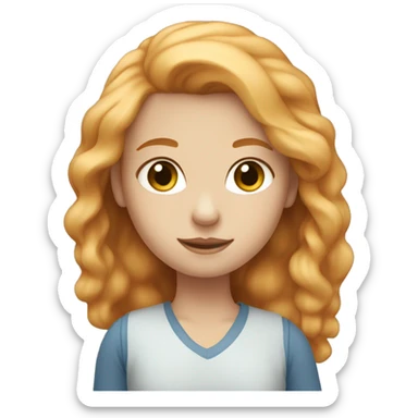 a girl with blonde hair that looks a little bit ginger but really soft, not to ginger with blue eyes and light skin sticker