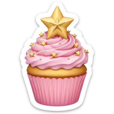 pastel pink cupcake with gold star decorations sticker