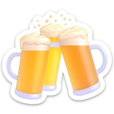 two beer mugs clinking together in a toast sticker