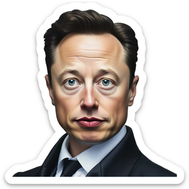 Dystopian Elon Musk in Uncle Scrooge style, oil paint, mysterious eyes, intricate lips, masterpiece portrait, beautiful, desirable, logical sticker