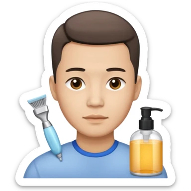 chinese man doing skincare with a fade haircut sticker