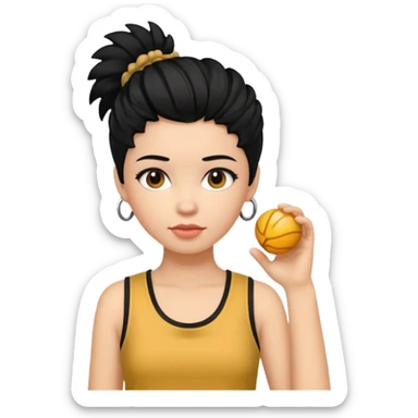 girl In Sleeveless, black hair, funky. sticker