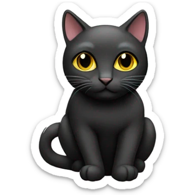 Black cat white round neck sticker