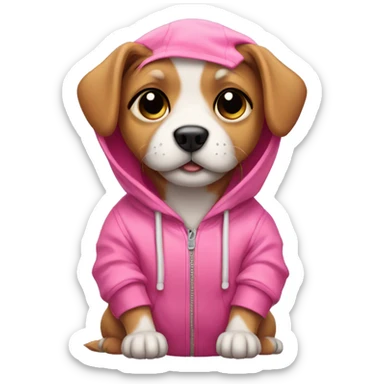 Cute dog with pink hoodie  sticker