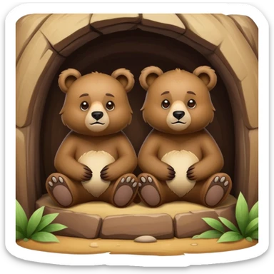 Bears sitting in a den sticker