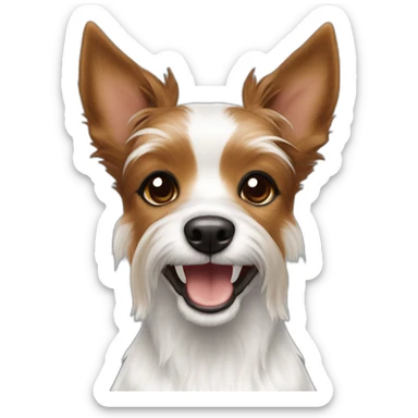 smiling female white and brown toy fox terrier with long fur sticker