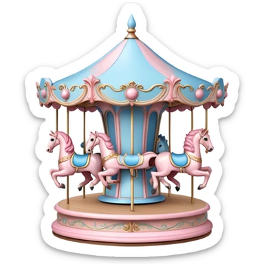 pastel pink and blue merry-go-round carousel sticker