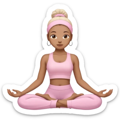 Black yoga girl light pink clothes n sticker