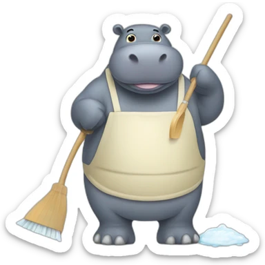 Hippo that do the cleaning sticker