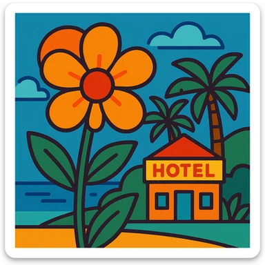 cute vacation spot flower sticker