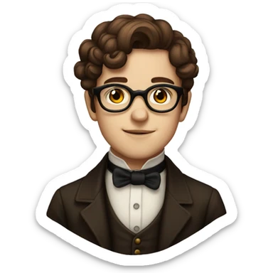 victorian young riest with brown hair and glasses sticker