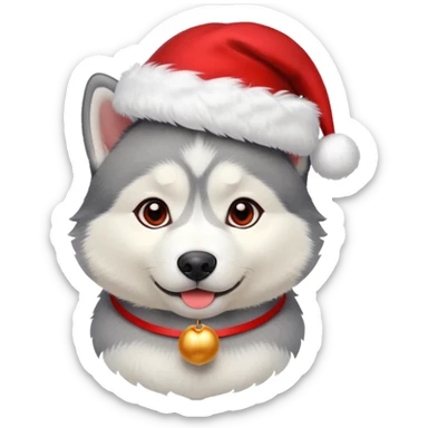 Pups husky in  red new yaer hat sticker