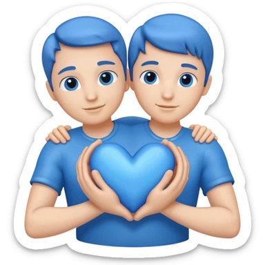 blue heart being embraced by arms sticker