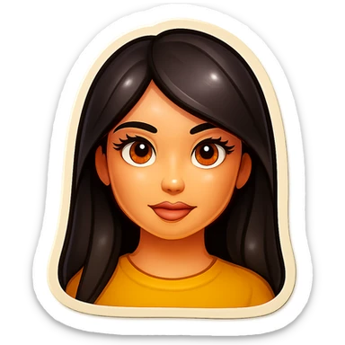 Make the same emoji but with long hair, keep the style and expression, with no background sticker