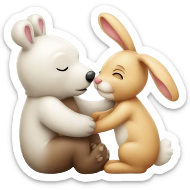 bear and bunny kissing sticker