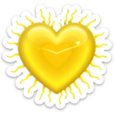 yellow heart pulsating with yellow energy particles sticker