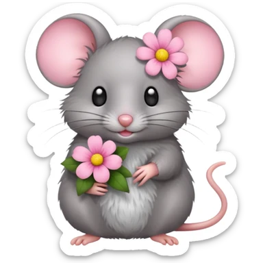 une petite souris avec une fleur sticker