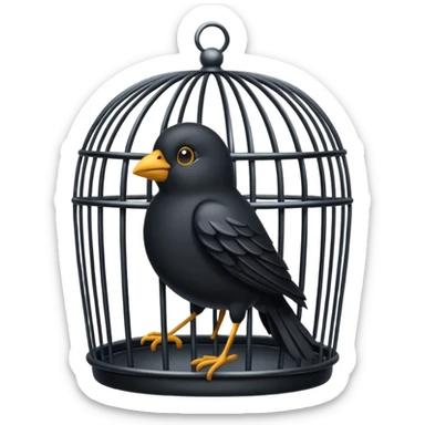 black bird in cage sticker