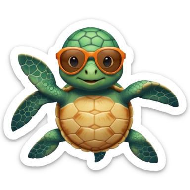 Wild SeaTurtle wearing  swimsuit and sun glasses sticker