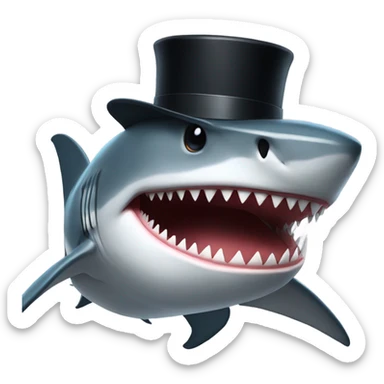 Shark with a top hat sticker