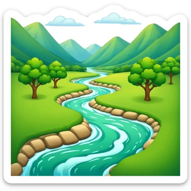 green valley with a river simple emoji sticker