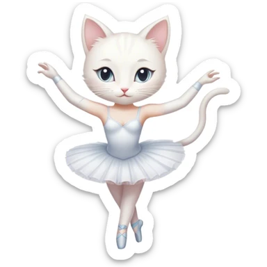 Ballerina white cat sticker