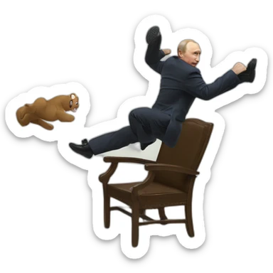 Putin falling off chair sticker