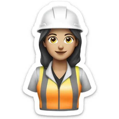 Turkish woman electrical engineer with white helmet and phosphorescent protection vest sticker