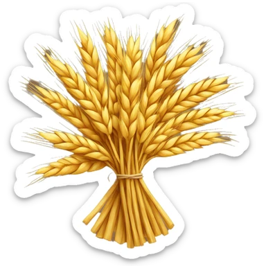 A bundle of wheat, with a happy face e mo o ji sticker