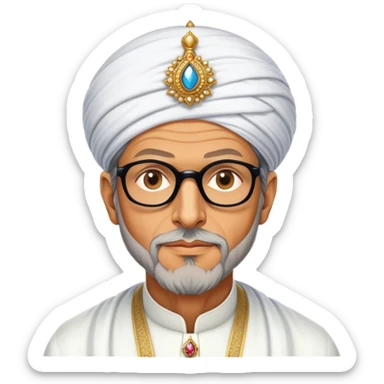 Jeff Goldblum no glasses as a regal portrait dressed as suleiman-the-magnificent,-depicted-as-a-regal-ottoman-sultan-adorned-with-a-large,-white,-round,-tall-turban-and-a-majestic-grey-beard,-his-commanding-gaze-bathed-in-warm,-historic-lighting-that-exudes-time with a large beard **no glasses** sticker