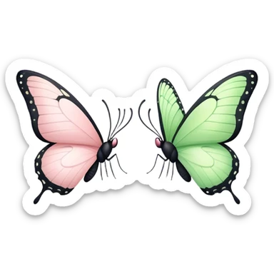 Light Green butterfly with light pink butterfly sticker