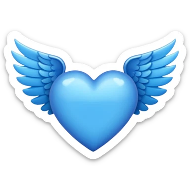 blue heart with wings sticker